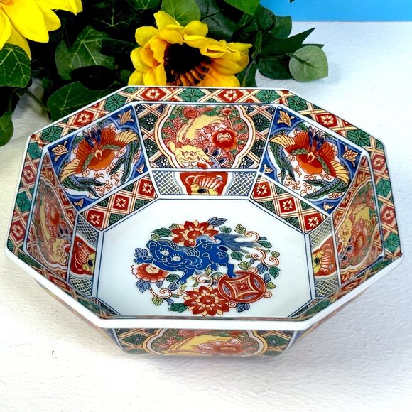 Toyo Other - Toyo Nishiki Imari Intricate Floral Japanese Porcelain Octagon Shaped Bowl Japan